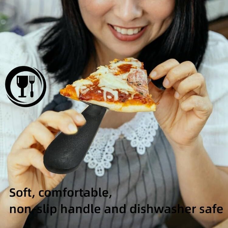 LEGERM Premium Black Pie Server Spatula Set - Stainless Steel Smooth & Serrated Cake, Pizza & Dessert Cutter Knife | Right/Left Handed Friendly Kitchen Utensil - Image 4