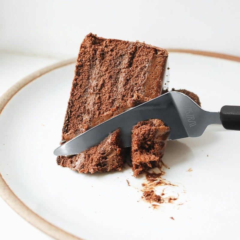 LEGERM Premium Black Pie Server Spatula Set - Stainless Steel Smooth & Serrated Cake, Pizza & Dessert Cutter Knife | Right/Left Handed Friendly Kitchen Utensil - Image 3
