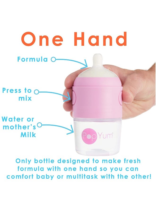 PopYum زجاجات حليب الأطفال PopYum 5 أونص وردية مضادة للمغص، 3 عبوات مع حلمات تدفق بطيء رقم 1، 150 مل، خالية من BPA، لatch طبيعي - Image 2