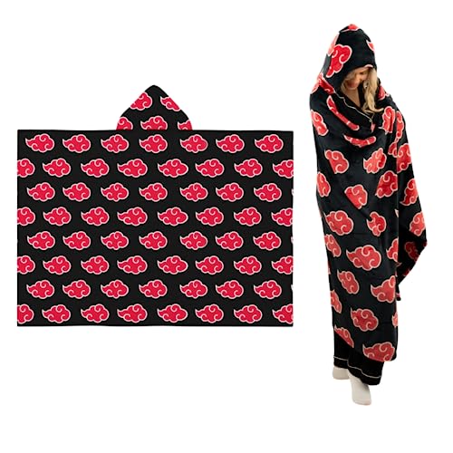 Franco Naruto Anime Akatsuki Cloud Bedding Super Soft and Cozy Wearable Hooded Throw Blanket, 70 in x 50 in (Official Licensed Product) Collectibles - Image 1