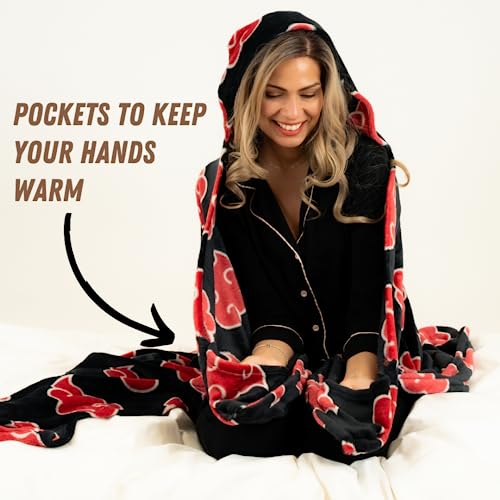 Franco Naruto Anime Akatsuki Cloud Bedding Super Soft and Cozy Wearable Hooded Throw Blanket, 70 in x 50 in (Official Licensed Product) Collectibles - Image 4