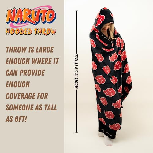 Franco Naruto Anime Akatsuki Cloud Bedding Super Soft and Cozy Wearable Hooded Throw Blanket, 70 in x 50 in (Official Licensed Product) Collectibles - Image 3