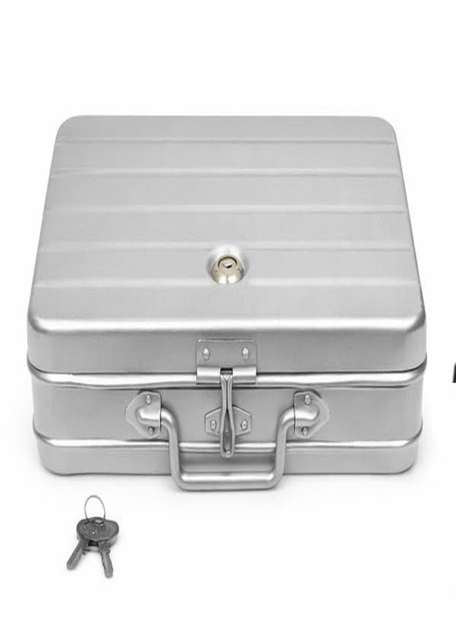 JAYCO Aluminium Cash/Jewellery Storage Box/Trunk - 12" Medium Size (30 cm x 21 cm x 10 cm, Silver-Grey) - Image 5