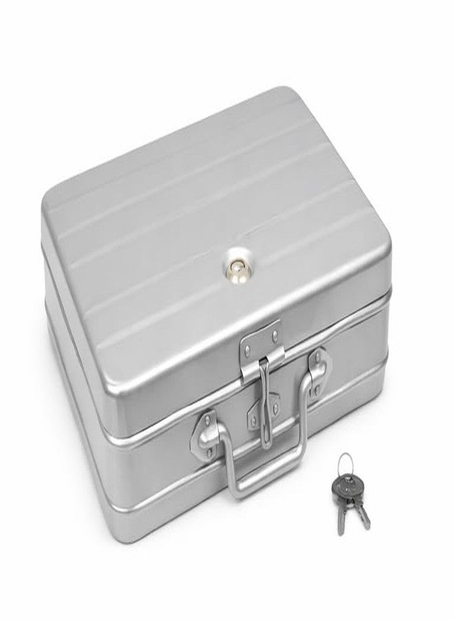 JAYCO Aluminium Cash/Jewellery Storage Box/Trunk - 12" Medium Size (30 cm x 21 cm x 10 cm, Silver-Grey) - Image 1