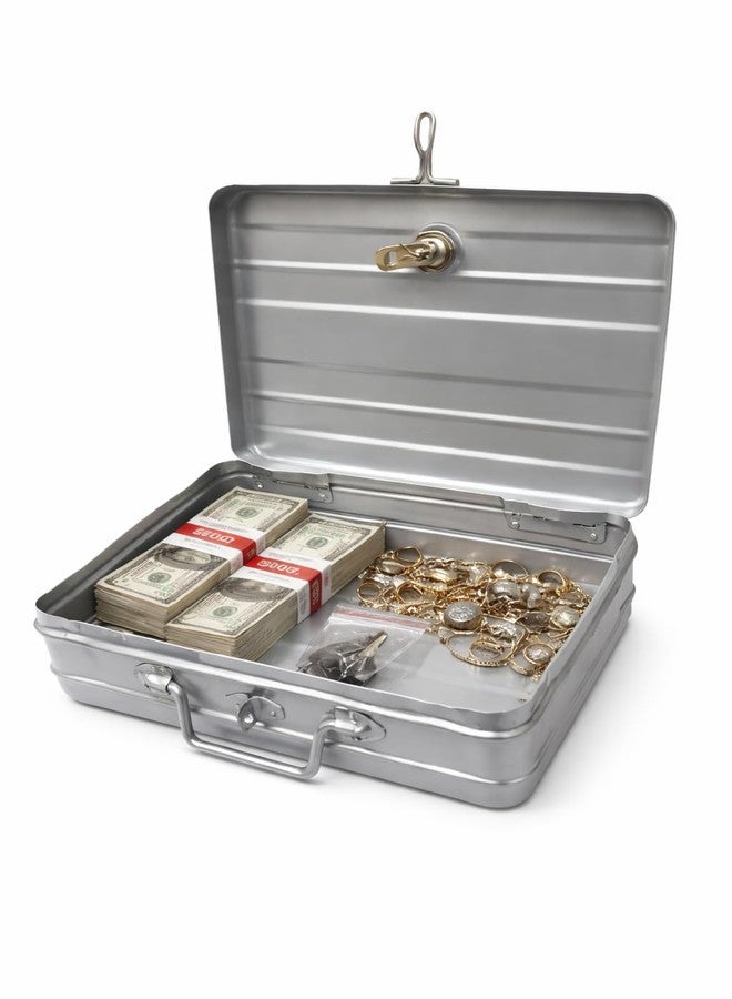 JAYCO Aluminium Cash/Jewellery Storage Box/Trunk - 12" Medium Size (30 cm x 21 cm x 10 cm, Silver-Grey) - Image 2