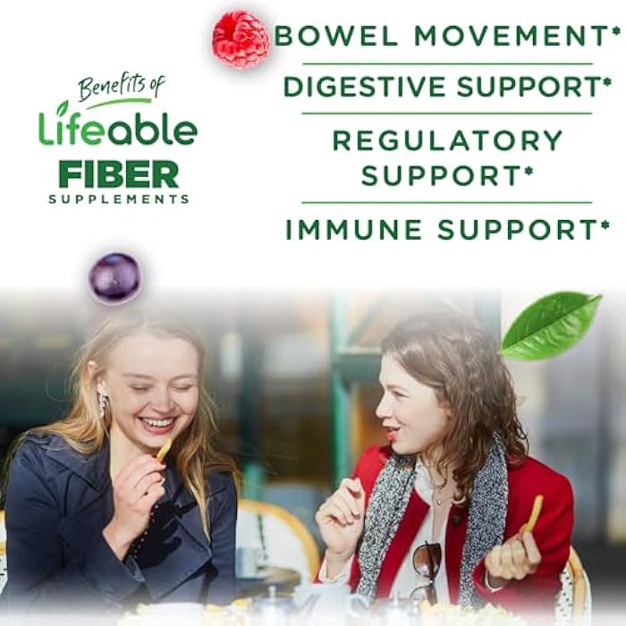 Lifeable Sugar Free Fiber Gummies for Adults | 4g | Great Tasting Fiber Supplement Gummies | Keto Friendly, Gluten Free, Vegan, Non GMO Prebiotic Fiber | for Digestive Health | 90 Gummies - Image 3