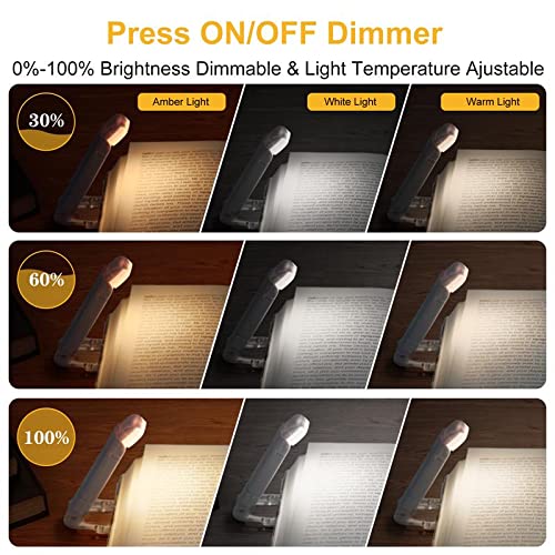 Vnockd USB Rechargeable Book Reading Light with Brightness Adjustable for EyeProtection with Clip Rechargeable White - Image 4