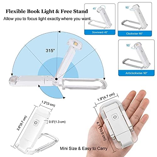 Vnockd USB Rechargeable Book Reading Light with Brightness Adjustable for EyeProtection with Clip Rechargeable White - Image 5