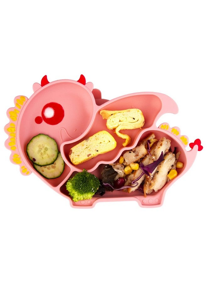 كيوشاير طبق للأطفال الصغار، أطباق محمولة للأطفال الصغار والأطفال، أطباق شفط قوية خالية من مادة البيسفينول أ للأطفال الصغار، مفرش طعام من السيليكون آمن للاستخدام في غسالة الأطباق والميكروويف 9X6X1.5 بوصة - Image 1