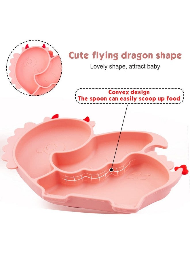 كيوشاير طبق للأطفال الصغار، أطباق محمولة للأطفال الصغار والأطفال، أطباق شفط قوية خالية من مادة البيسفينول أ للأطفال الصغار، مفرش طعام من السيليكون آمن للاستخدام في غسالة الأطباق والميكروويف 9X6X1.5 بوصة - Image 3