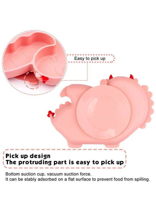 كيوشاير طبق للأطفال الصغار، أطباق محمولة للأطفال الصغار والأطفال، أطباق شفط قوية خالية من مادة البيسفينول أ للأطفال الصغار، مفرش طعام من السيليكون آمن للاستخدام في غسالة الأطباق والميكروويف 9X6X1.5 بوصة - Image 5