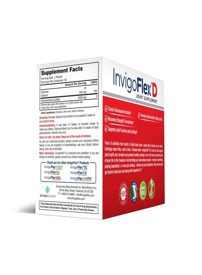 InvigoFlex ® د - 1500 ملغ من مسحوق غلوكوزامين سلفات (تركيبة كلاسيكية) - مكمل مشترك متميز لدعم الركب، الأيدي، الظهر، والورك - 30 عبوة - Image 5
