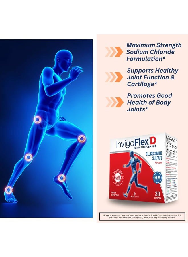 InvigoFlex ® د - 1500 ملغ من مسحوق غلوكوزامين سلفات (تركيبة كلاسيكية) - مكمل مشترك متميز لدعم الركب، الأيدي، الظهر، والورك - 30 عبوة - Image 2