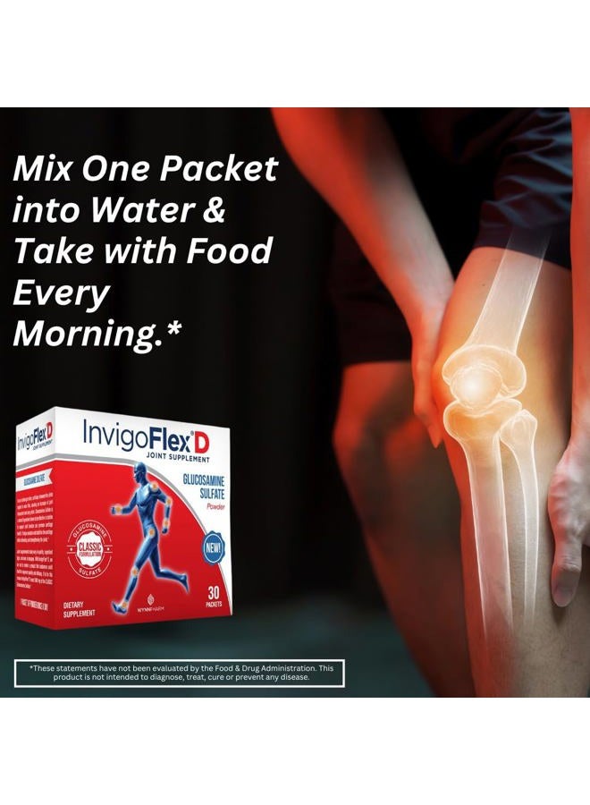 InvigoFlex ® د - 1500 ملغ من مسحوق غلوكوزامين سلفات (تركيبة كلاسيكية) - مكمل مشترك متميز لدعم الركب، الأيدي، الظهر، والورك - 30 عبوة - Image 3