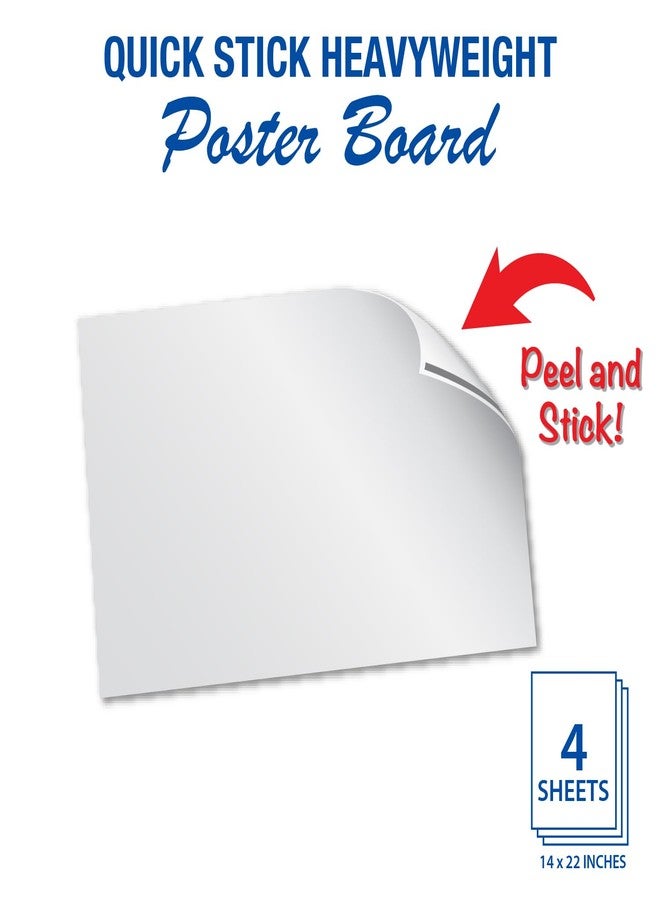 Royal Brites White Quick Stick Poster Board, 14″x22″ - 4 Pack - Self-Adhesive, Peel and Stick Poster Board with Mounting Strips - Heavyweight 20 PT, 300 GSM - C1S Coated - No Tape Needed - Image 2
