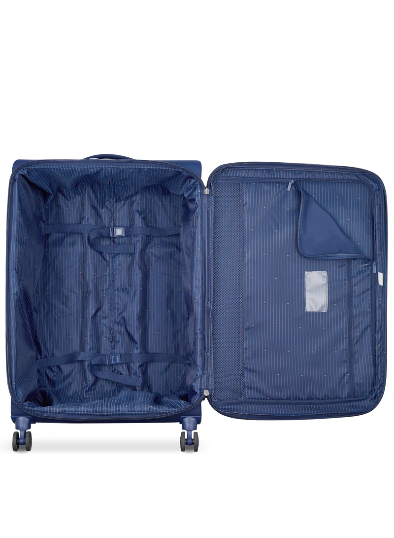 DELSEY Paris Brochant 2.0 78cm Softcase 4 Double Wheel Expandable Check-In Luggage Trolley Blue