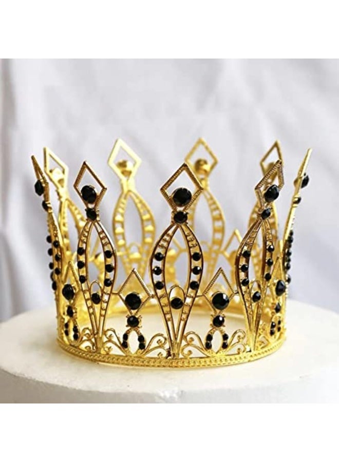 LEEMASING Crown Cake Topper Rhinestone Crystal Handmade Tiara Cake Decoration for Birthday Prom party - Image 1