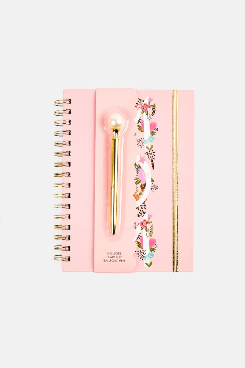 VOTUM Graphic Printed Notebook With Pearl Top Ballpoint Pen, Multicolor - Image 1