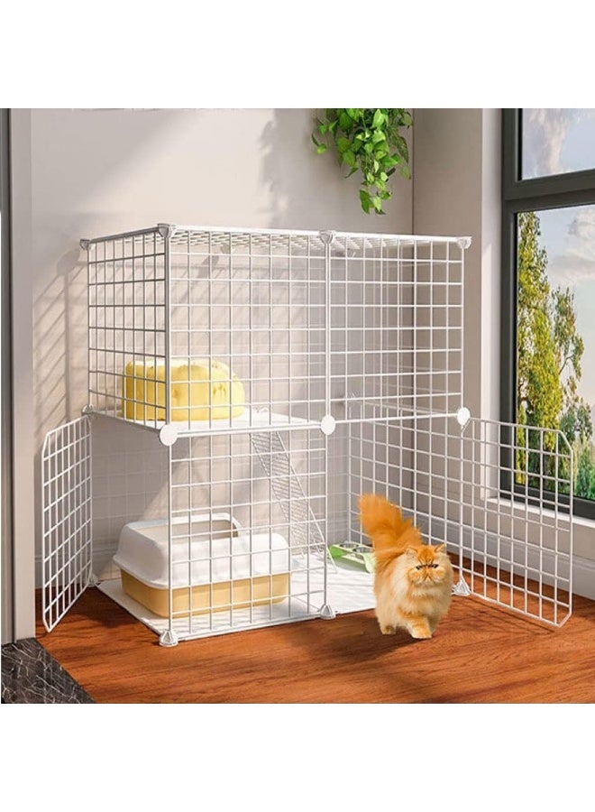 FALAHOM Cat Cage Indoor, 2 Tier DIY Cat Playpen, Detachable Small Pet Playpen with Ladder for Pet Puppies Ferret Rabbit Hedgehog Guinea Pig - Image 1