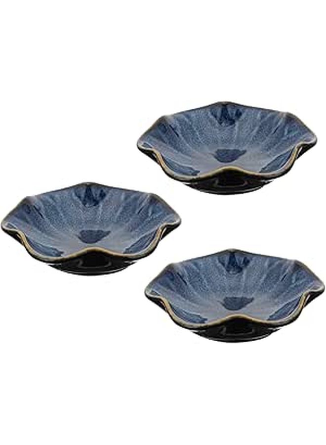 Ceramic Sauce Dipping Dish Set of 3 Japanese Style Snack Plates Gift Bowls - Image 1