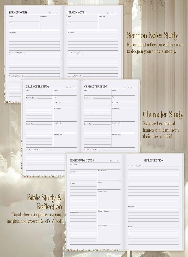 Lanpn Bible Study Guide Journals for Women with Tabs & Highlighters, Church Notes Taking Daily Devotional Journaling, Leather Bible Prayer Notebook Christian Religious Faith Based Gifts - Image 3