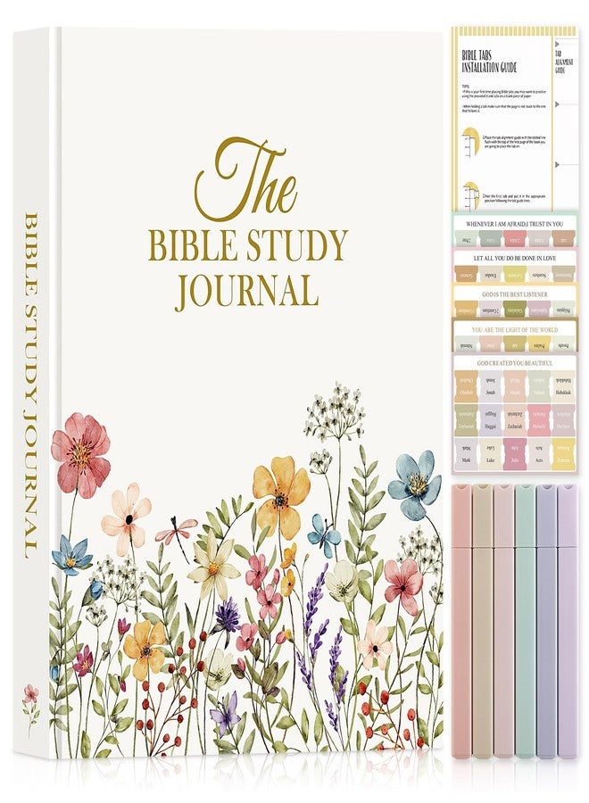 Lanpn Bible Study Guide Journals for Women with Tabs & Highlighters, Church Notes Taking Daily Devotional Journaling, Leather Bible Prayer Notebook Christian Religious Faith Based Gifts - Image 1