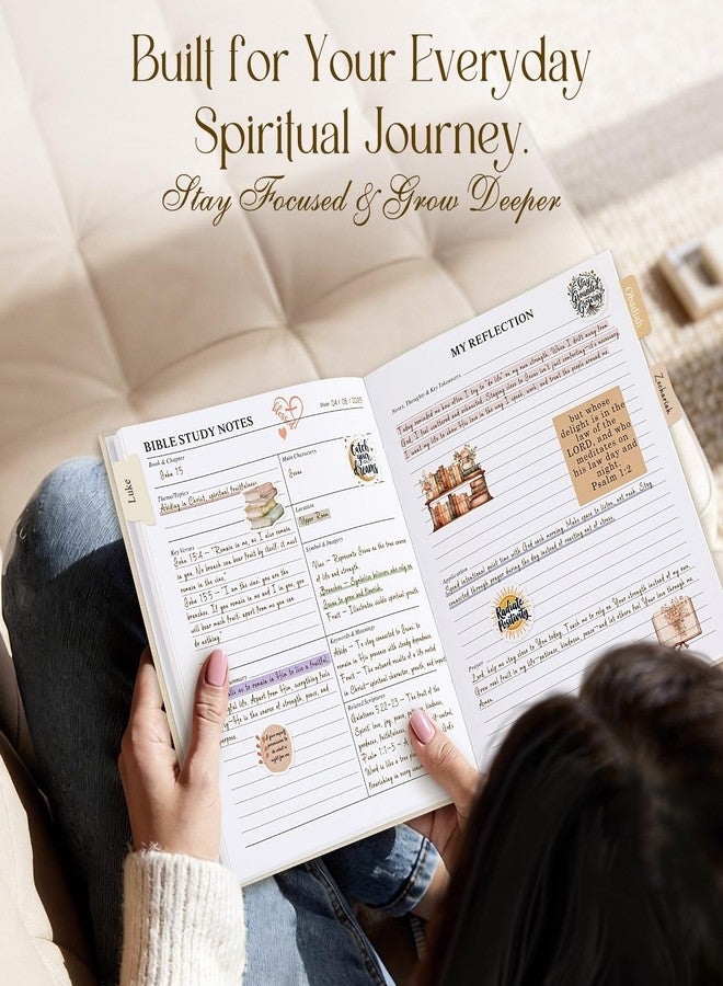 Lanpn Bible Study Guide Journals for Women with Tabs & Highlighters, Church Notes Taking Daily Devotional Journaling, Leather Bible Prayer Notebook Christian Religious Faith Based Gifts - Image 5