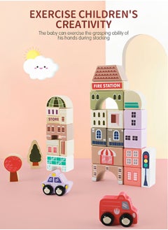 GROIC 115 PCS Wooden Building Blocks with City Map Construction Building Sets,Wooden Toddler Toys,Preschool Learning Educational Toys,Stacking Blocks Montessori Toys for Kids  - Image 3