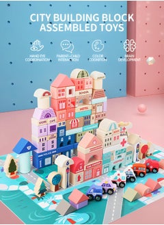 GROIC 115 PCS Wooden Building Blocks with City Map Construction Building Sets,Wooden Toddler Toys,Preschool Learning Educational Toys,Stacking Blocks Montessori Toys for Kids  - Image 2