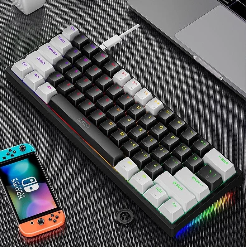 Valkyrie Leaven K620 Blue Switch Mechanical Gaming Gaming Keyboard RGB 61 Key Blue Key Type-C Keyboard White-Black