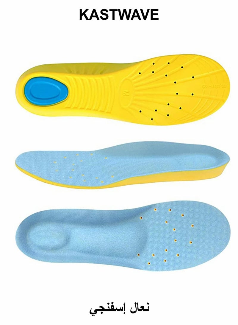 KASTWAVE Memory Foam Insoles, PU Orthotic Sport Insoles, Comfortable Breathable, Shock Absorption and Relieve Foot Pain, Plantar Fasciitis Arch Support Insoles (Men 38-42.5/ Women 37-42) - Image 1