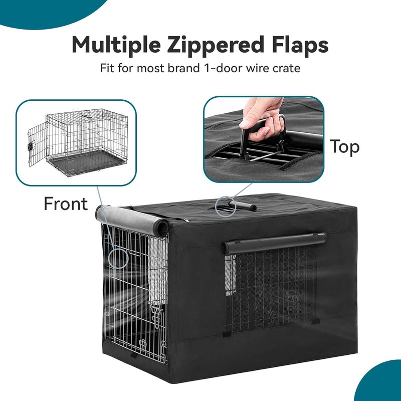 Petsfit Dog Crate Cover,42 Inch Cover for Wire Dog Kennel, Single Door, Mesh Window, Flap On The Top and Back is Detachable，Black - Image 5
