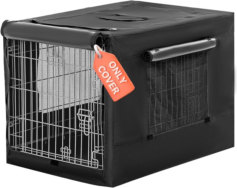 Petsfit Dog Crate Cover,42 Inch Cover for Wire Dog Kennel, Single Door, Mesh Window, Flap On The Top and Back is Detachable，Black - Image 1
