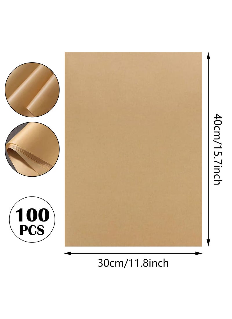 Generic - 100 Sheets Greaseproof Baking Paper (30 x 40 cm) – Absorbent Wood Pulp Sheets for Fried Foods, Sandwiches, and Burgers – Non-Stick Kitchen Liners - Image 1