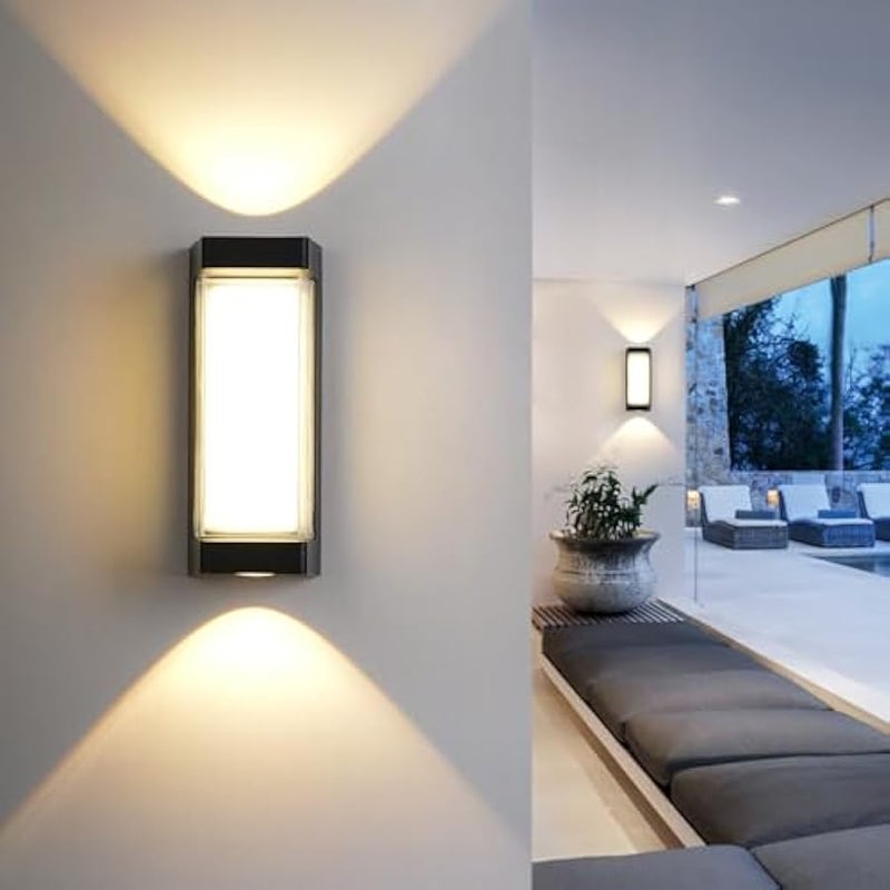 V.nice Black Outdoor Wall Light, Waterproof Up and Down LED Wall Sconce, Modern Exterior Lighting Fixture for Porch, Balcony, Garden, Villa, Garage, Patio Entrance(Black) - Image 2