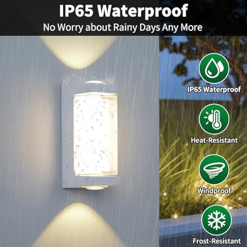 V.nice Black Outdoor Wall Light, Waterproof Up and Down LED Wall Sconce, Modern Exterior Lighting Fixture for Porch, Balcony, Garden, Villa, Garage, Patio Entrance(Black) - Image 3