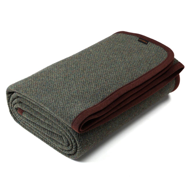 Acushla Merino Wool Warm Blanket, Camping Blanket, 160 x 200 cm (Wool) - Military (Olive) - Image 1