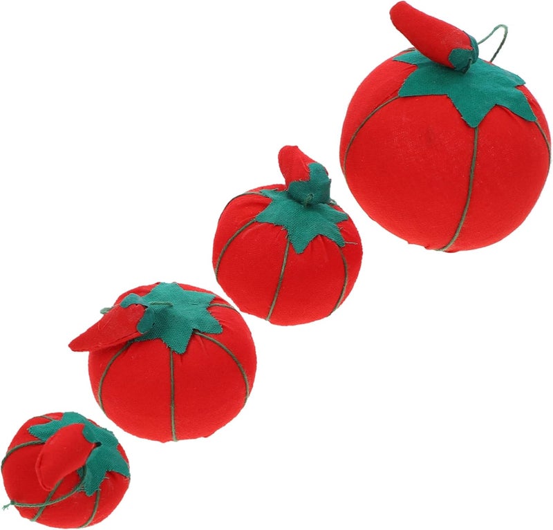 FONDOTIN 4pcs Embroidery Pincushions for Sewing Bobby Pin Wrist Pin Cushions Sewing Accessories Pad Vibrant Tomato Shape - Image 1