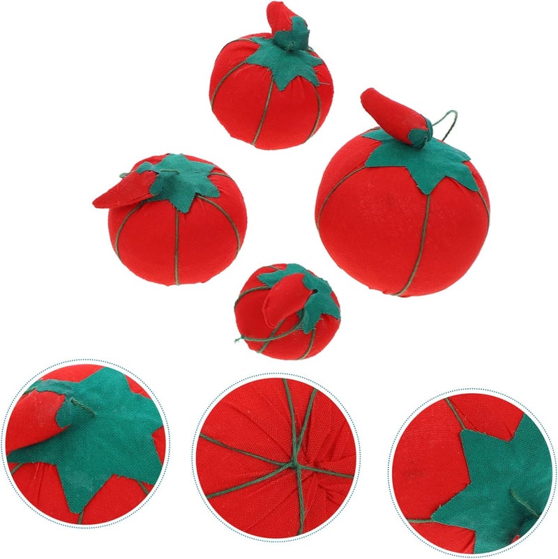 FONDOTIN 4pcs Embroidery Pincushions for Sewing Bobby Pin Wrist Pin Cushions Sewing Accessories Pad Vibrant Tomato Shape - Image 3