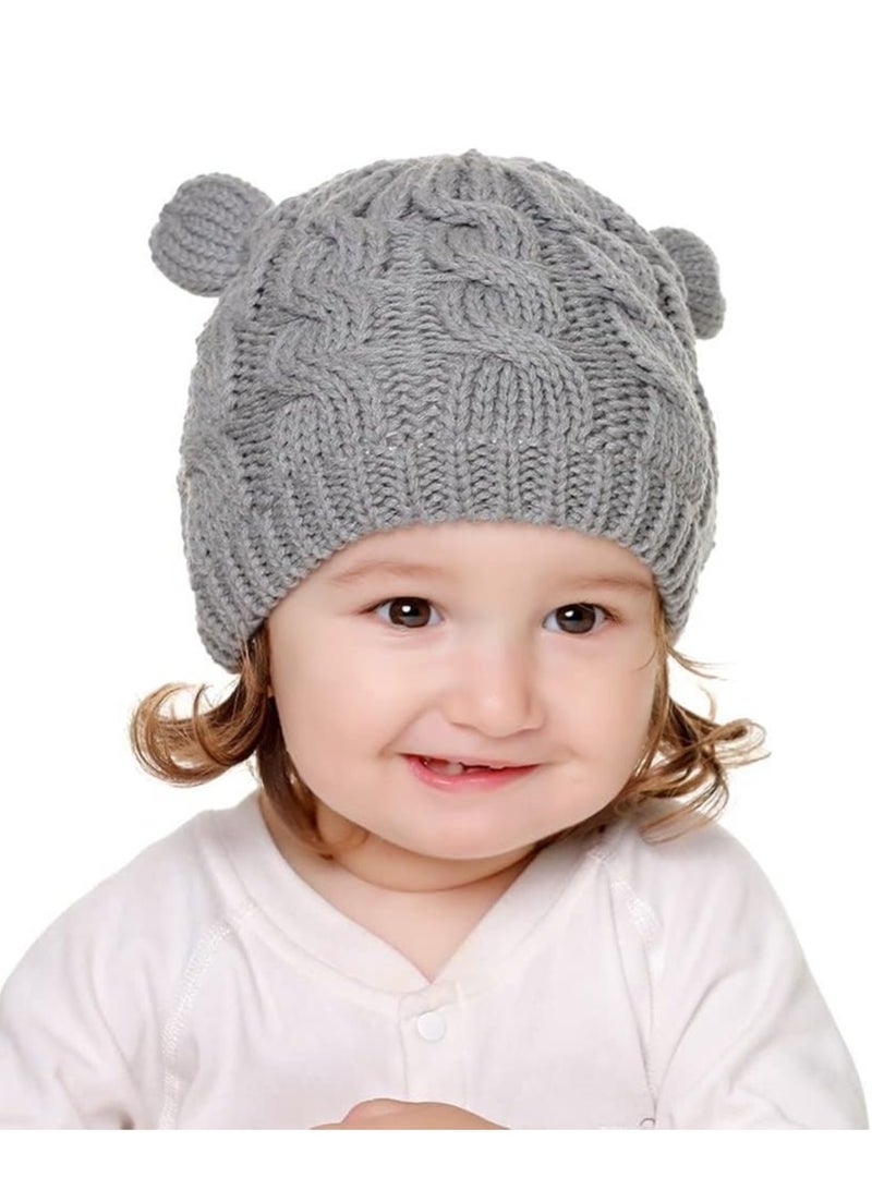Barakah Newborn Baby Winter Beanie Hat Mittens Set Infant Toddlers Knitted Warm Cap Gloves with Ears for Boy Girl 6-18 Months - Image 3