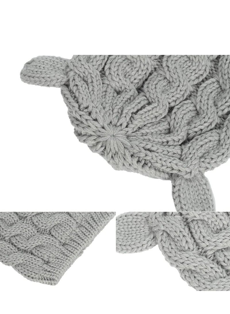 Barakah Newborn Baby Winter Beanie Hat Mittens Set Infant Toddlers Knitted Warm Cap Gloves with Ears for Boy Girl 6-18 Months - Image 4