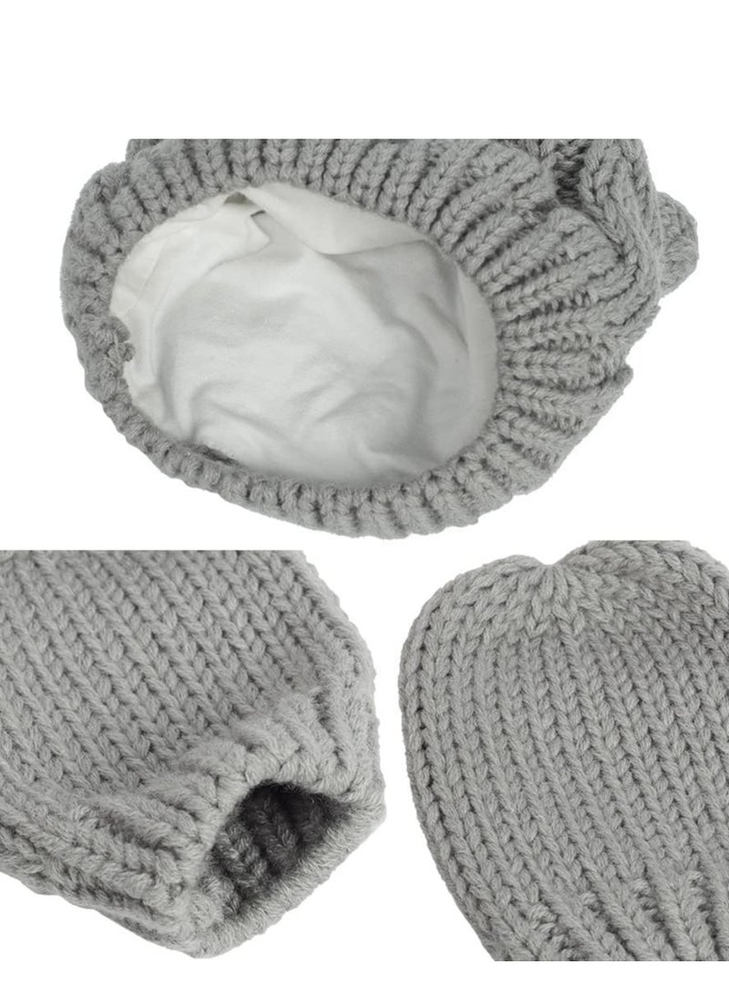 Barakah Newborn Baby Winter Beanie Hat Mittens Set Infant Toddlers Knitted Warm Cap Gloves with Ears for Boy Girl 6-18 Months - Image 5