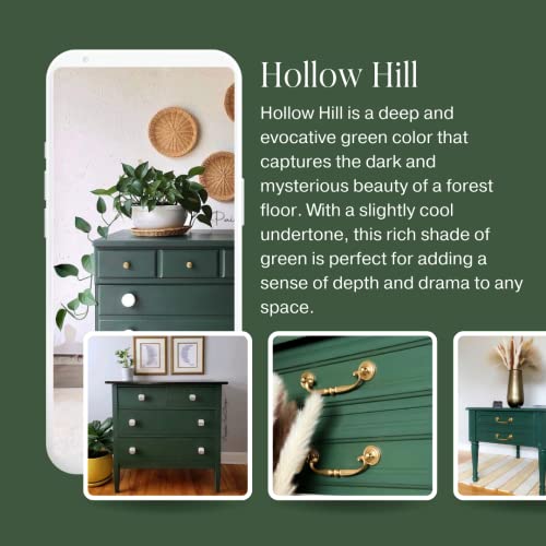 Country Chic Paint Country Chic All-in-One Chalk Paint for Furniture, Cabinets, Home Decor, Eco-Friendly, Matte Finish, Built-In Primer & Top Coat for Wood, Metal - Hollow Hill (Dark Green) - 4 oz (118 ml) - Image 3