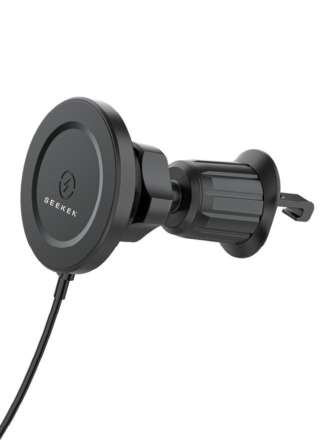 SEEKEN Magpower Airvent Wireless Car Holder | 360° Rotation | Powerful Magnetic Grip | Ultra Strong Suction | Premium Design | High-Quality. - Image 1