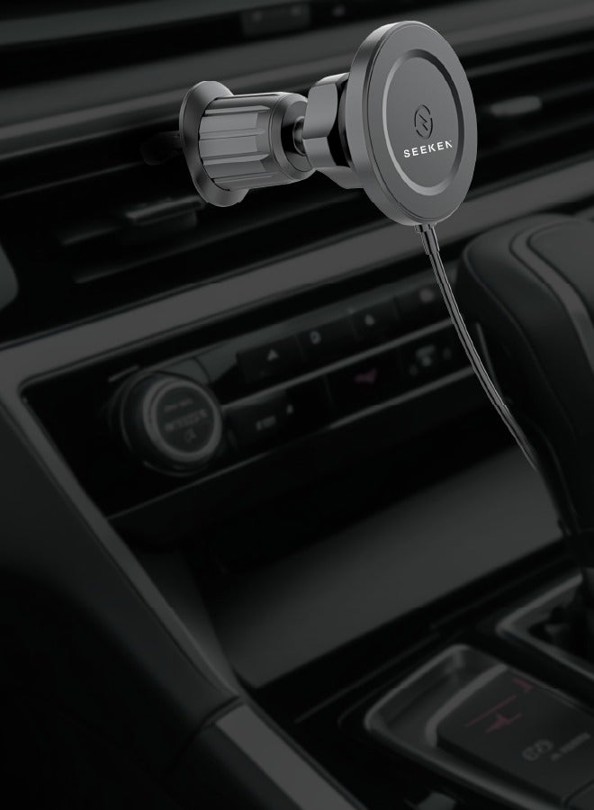 SEEKEN Magpower Airvent Wireless Car Holder | 360° Rotation | Powerful Magnetic Grip | Ultra Strong Suction | Premium Design | High-Quality. - Image 2