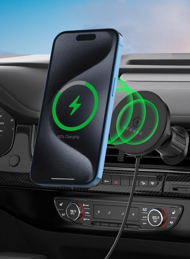 SEEKEN Magpower Airvent Wireless Car Holder | 360° Rotation | Powerful Magnetic Grip | Ultra Strong Suction | Premium Design | High-Quality. - Image 4