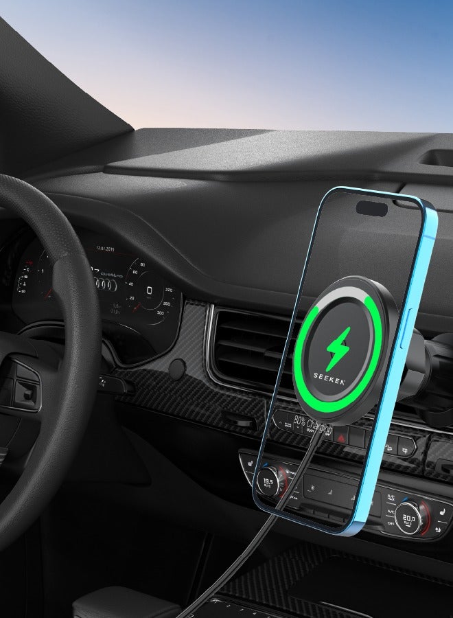SEEKEN Magpower Airvent Wireless Car Holder | 360° Rotation | Powerful Magnetic Grip | Ultra Strong Suction | Premium Design | High-Quality. - Image 3