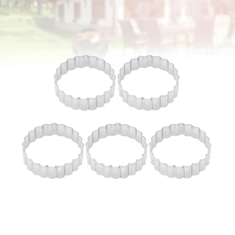 10 pcs Stainless Steel Round Shape Cookie Mold with Tooth Cutting Die DIY Biscuit Baking Tools for Home Bakery ( ) - Image 1