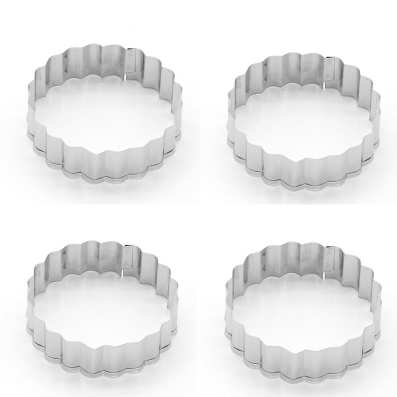 10 pcs Stainless Steel Round Shape Cookie Mold with Tooth Cutting Die DIY Biscuit Baking Tools for Home Bakery ( ) - Image 3