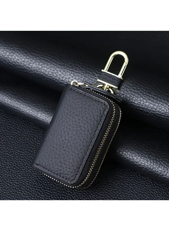 Red Leather Car Key Holder Double Layer Case Keychain Minimalist Dashboard Organizer - Image 5